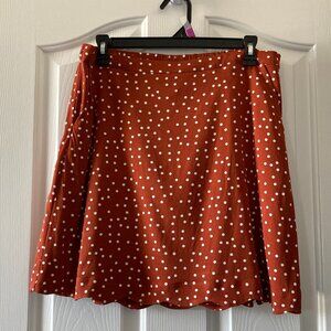 41 Hawthorn Verna Printed Scallop Hem Skirt Burnt Orange Size LP